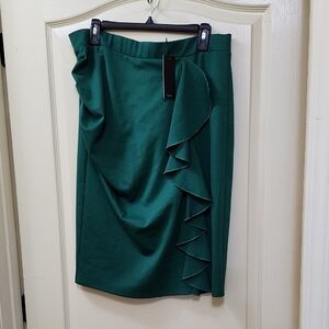 VFSHOW GREEN RUCHED RUFFLE PENCIL SKIRT